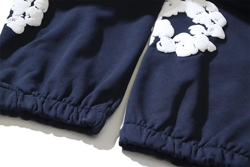 720# P186 Real shot DENIM TEARS main line Kapok foam printed American casual sweatpants Fabric 380g pure cotton terry cloth Color: black gray black-gray red dark green royal blue orange pink light blue carbon gray color blue white purple lake blue code number: S M L XL